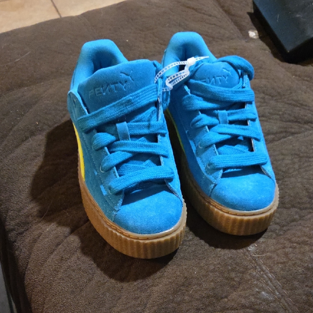 Fenty Puma Women's Vibrant Blue Sneakers with Green Accent